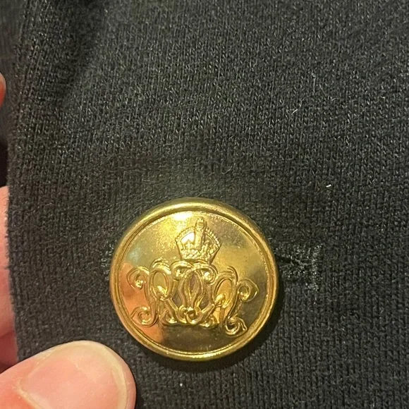 NWT Polo Ralph Lauren Embroidered Crest Black Blazer Golden-tone Buttons Preppy - Picture 5 of 12